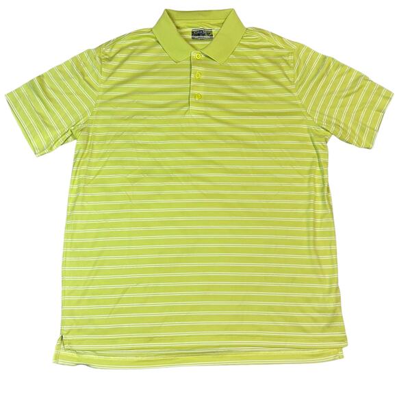 Chase54 Men's Lime Green Striped Golf Polo - Size Large - Picture 1 of 4